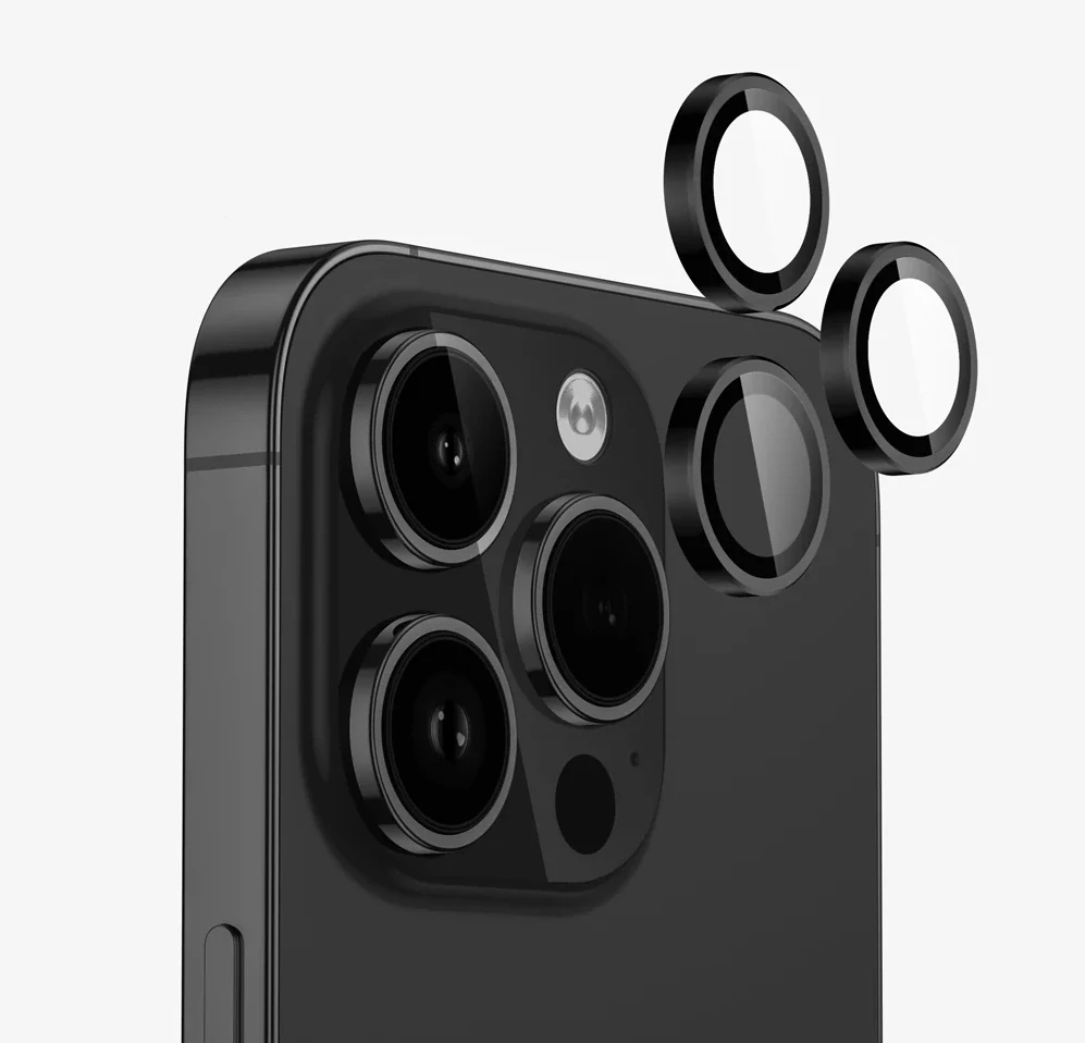 Ochranné sklo fotoparátu s aplikátorem iPhone 15 PRO, 15 PRO MAX black